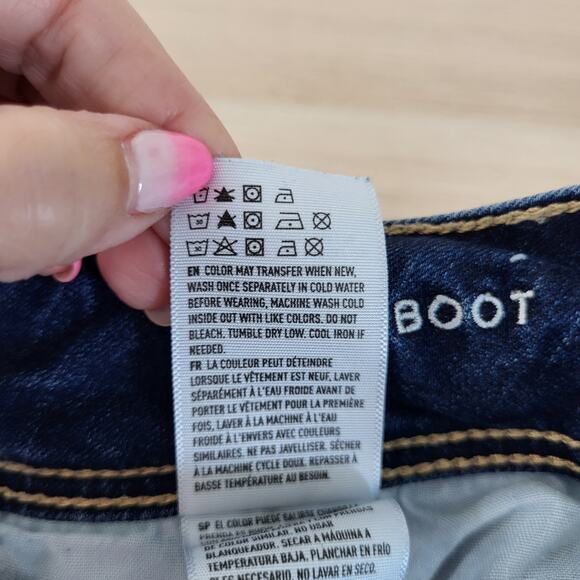 American Eagle Kick Boot Super Stretch Bootcut Jeans Dark Medium Wash Mid Rise 8 - Picture 10 of 10